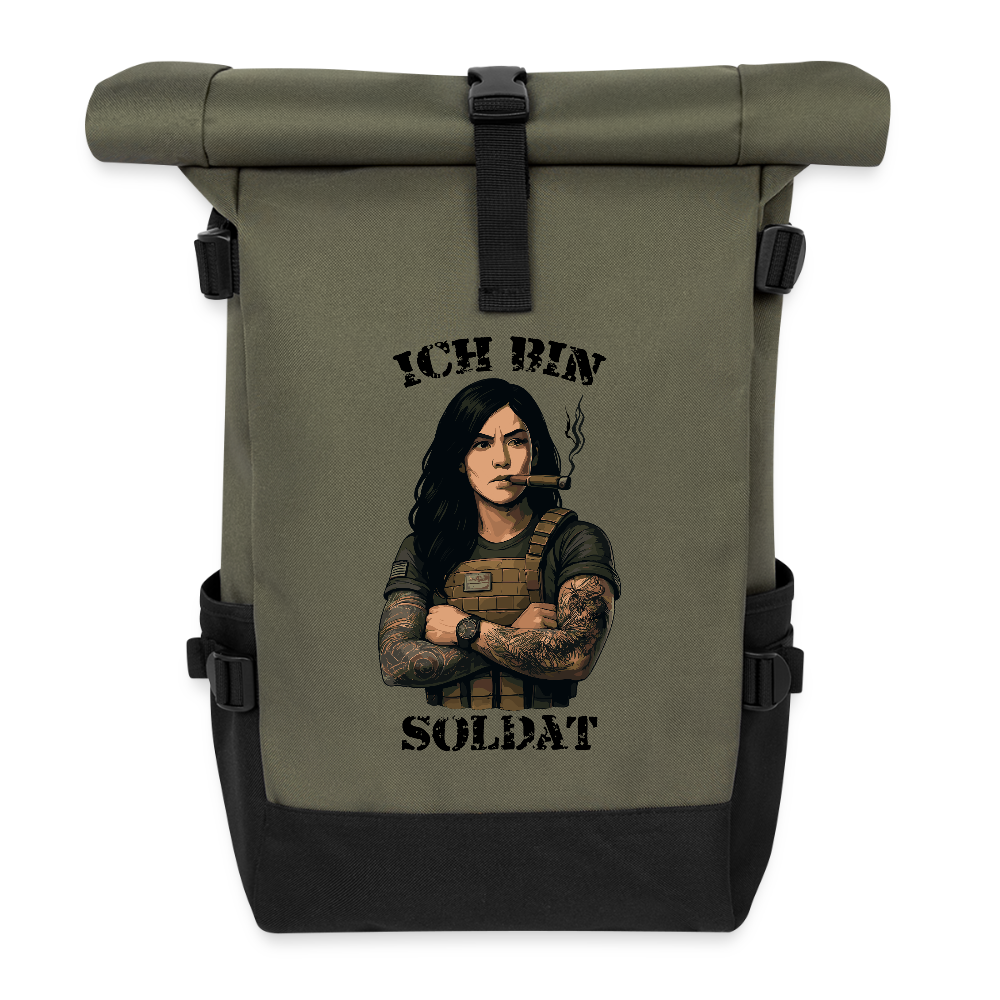 Ich bin Soldat WS - Rolltop Rucksack - Olive/Schwarz