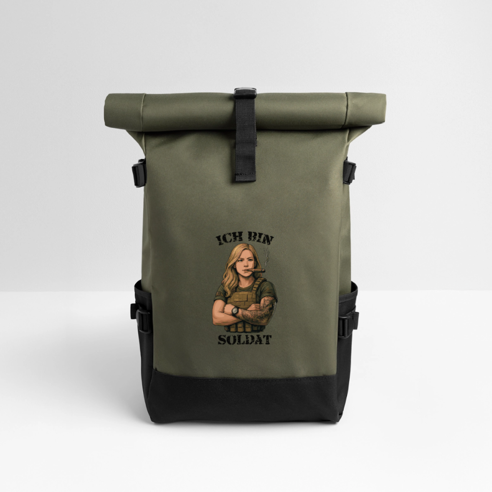 Ich bin Soldat WB - Rolltop Rucksack - Olive/Schwarz