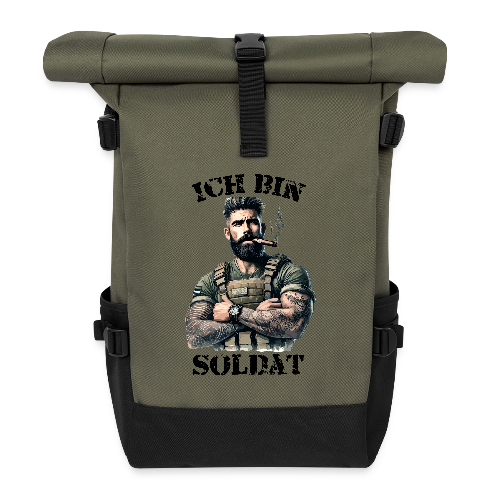 Rolltop Rucksack - Olive/Schwarz