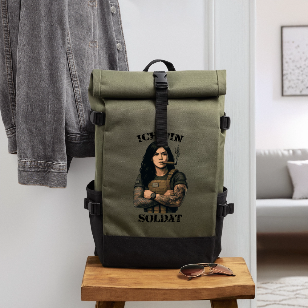 Ich bin Soldat WS - Rolltop Rucksack - Olive/Schwarz