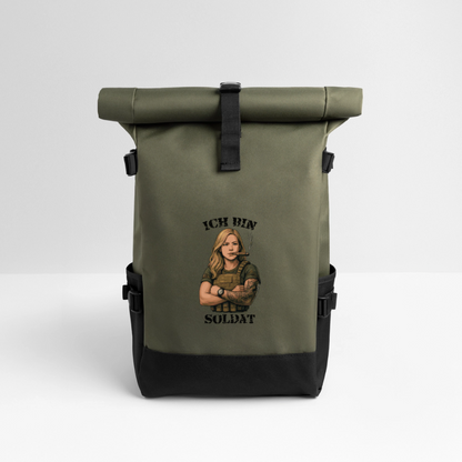 Ich bin Soldat WB - Rolltop Rucksack - Olive/Schwarz
