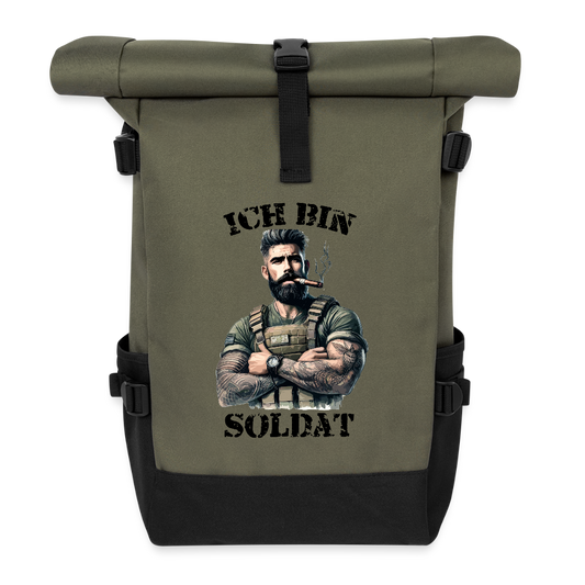 Rolltop Rucksack - Olive/Schwarz