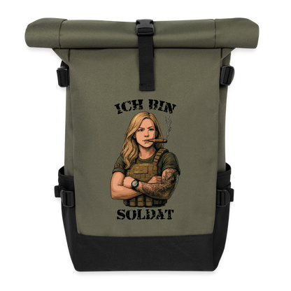 Ich bin Soldat WB - Rolltop Rucksack - Olive/Schwarz